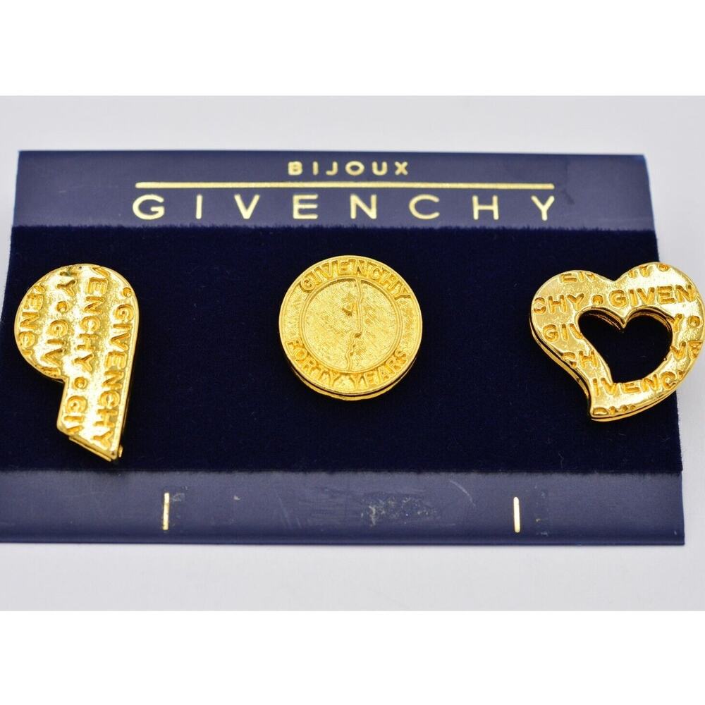 Givenchy 4G Vintage Logo Pin Lapels Tacs Set Heart Whistle Forty 40 Years Bin8